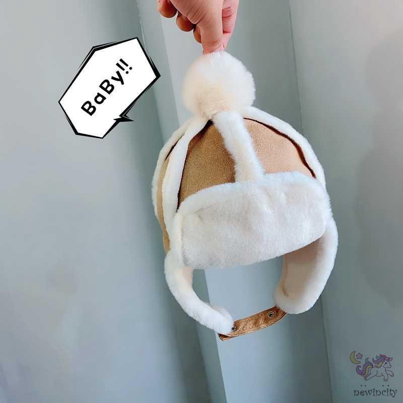 Mũ Phối Nhung Ấm Áp Đính Bóng Lông Đáng Yêu Thời Trang Mùa Đông Phong Cách Hàn Quốc Cho Trẻ Em