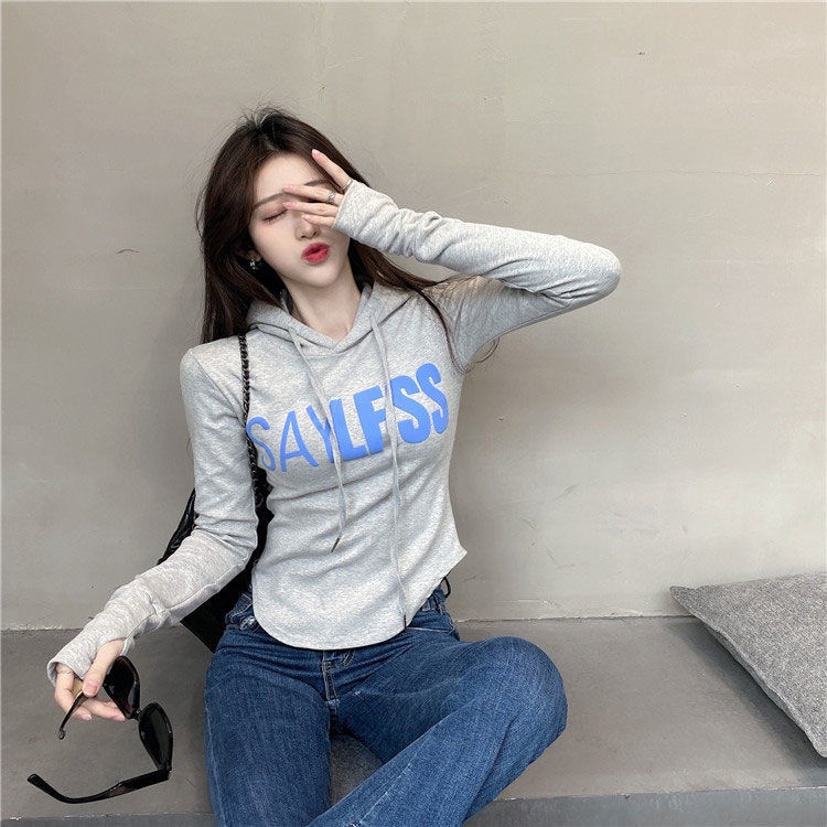 Áo thun COZOKC tay dài có mũ trùm đầu kiểu dáng thể thao