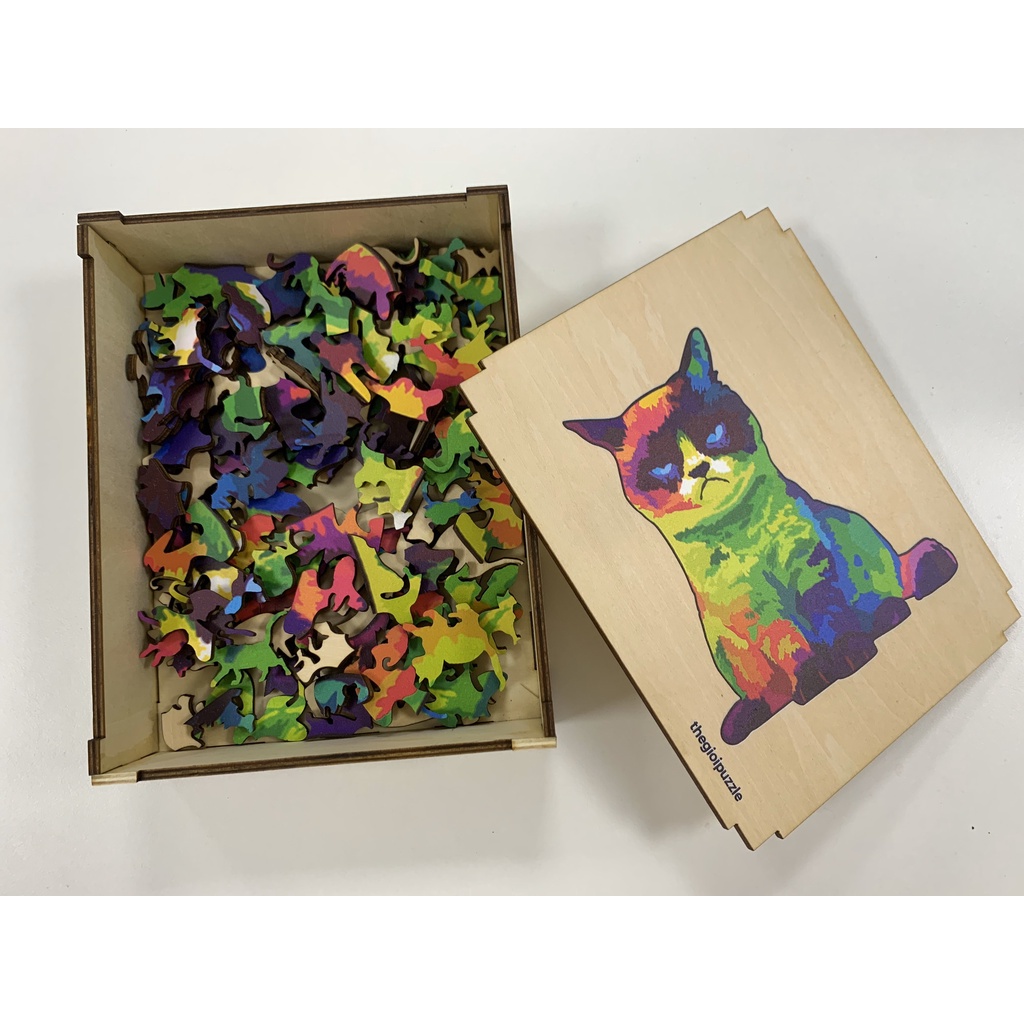 Bộ Xếp Hình Gỗ Thegioipuzzle ghép hình trí tuệ, quà tặng bạn bè mẫu Con mèo
