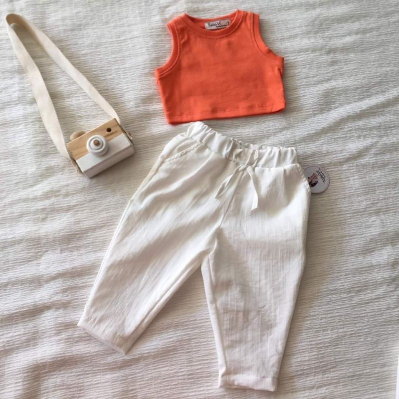 SET QUẦN BAGGY ÁO CROPTOP CHO BÉ GÁI
