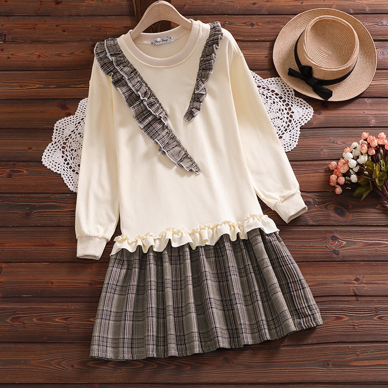 Sweater nỉ len đi liền chân váy caro cực xịn
