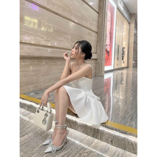 Đầm 2S dự tiệc trắng đen JARI-Clothes xoè sexy cho nữ gợi cảm