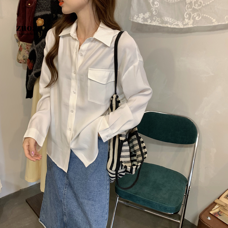 Áo sơ mi SUXI tay dài màu trơn phong cách Hàn Quốc cổ điển thời trang mùa thu dành cho nữ
