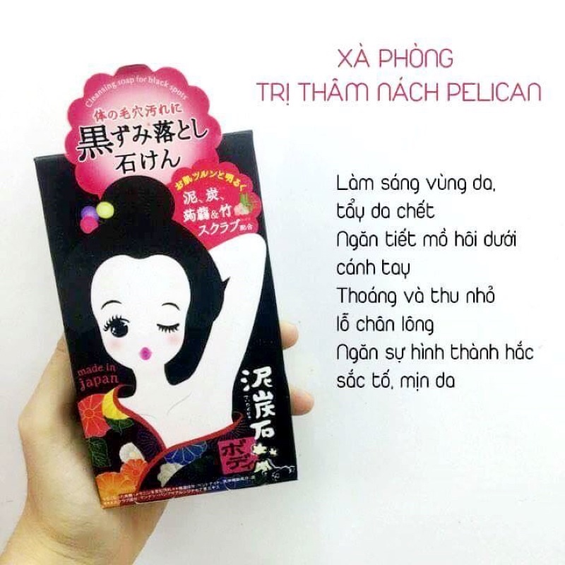 Xà phòng giảm thâm nách Pelican Cleaning Soap Black Nhật Bản