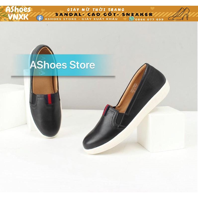 [Size 38] Giày bệt nữ/ giày slipon cao cấp đế bằng Màu đen | AShoes VNXK