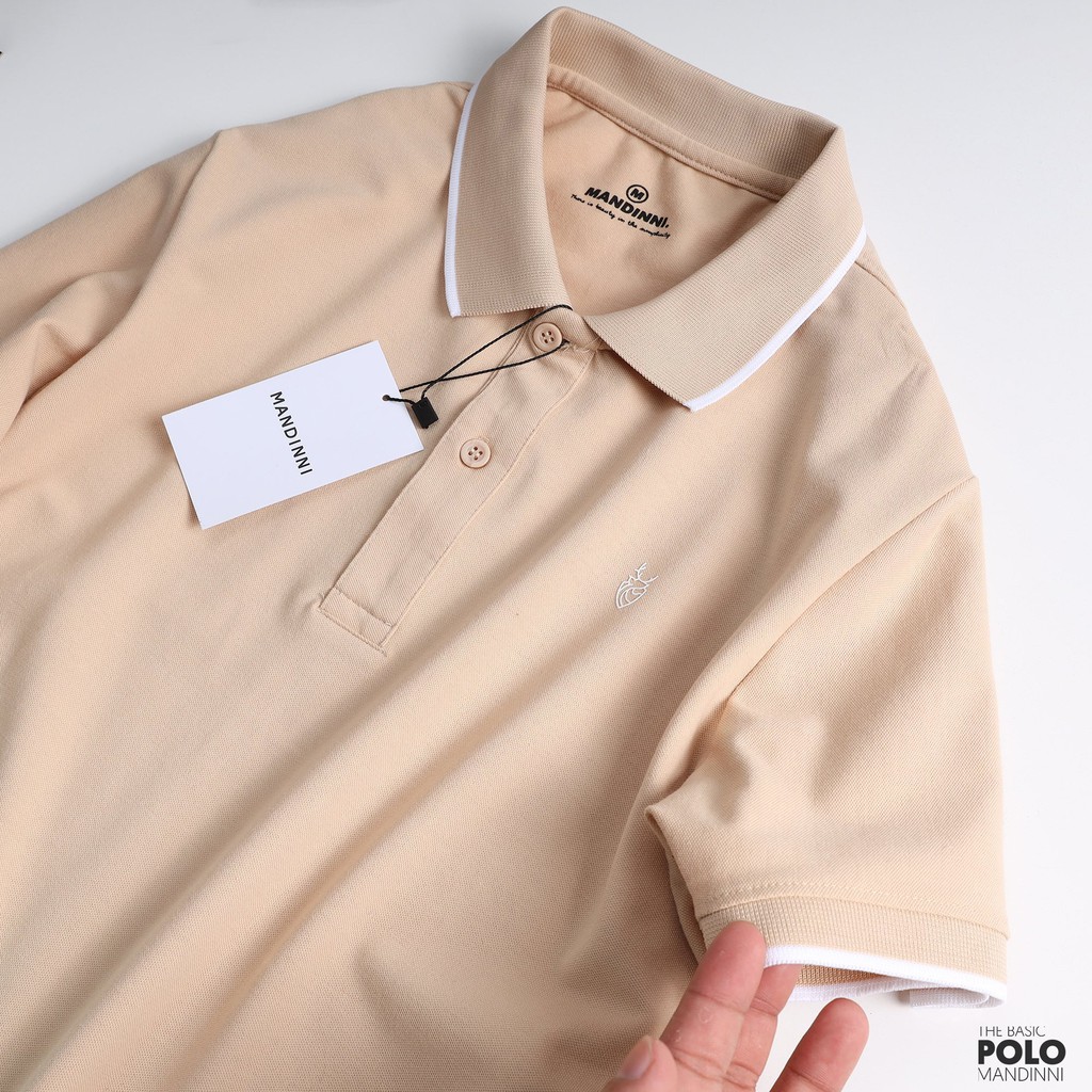 Áo thun polo phối viền cổ đơn giản logo dập cao su nổi by Mandinni