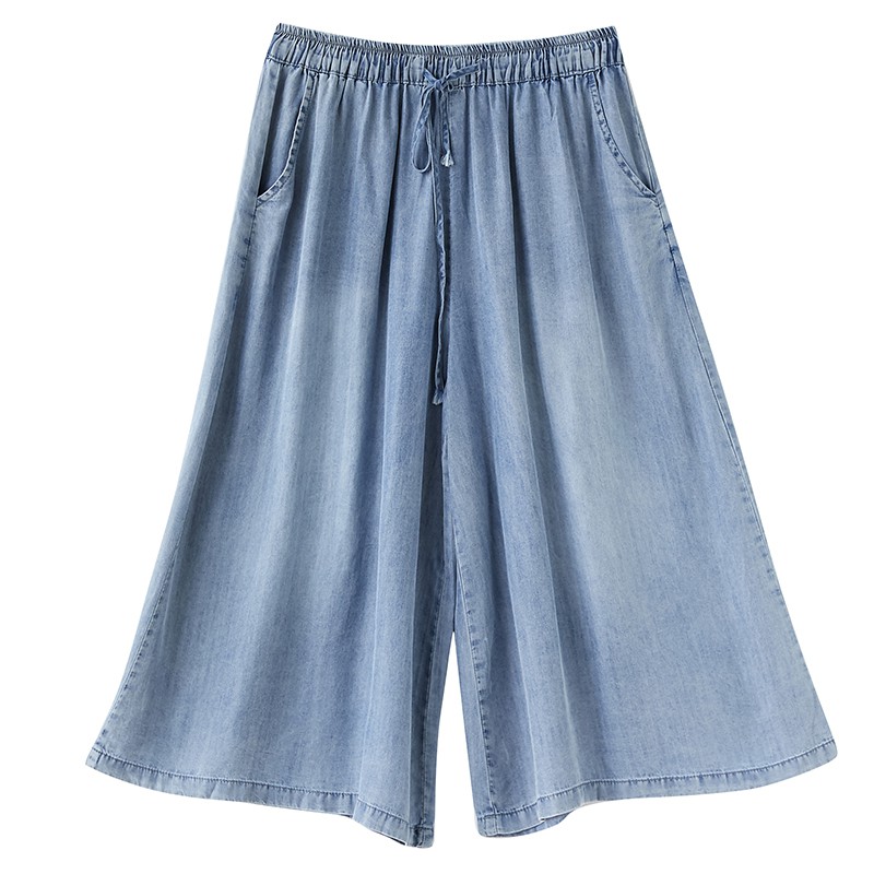 B137 Quần bò bigsize cạp chun ống rộng thời trang