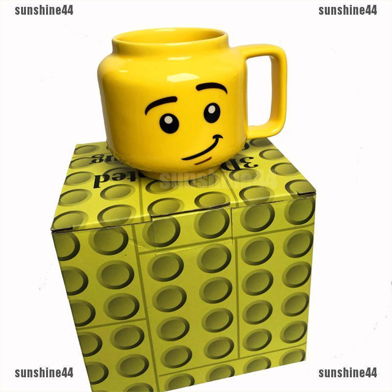 （sunshine44）250ml Yellow Ceramic Mug Smile Expression Cartoon Coffee Milk Tea Cup