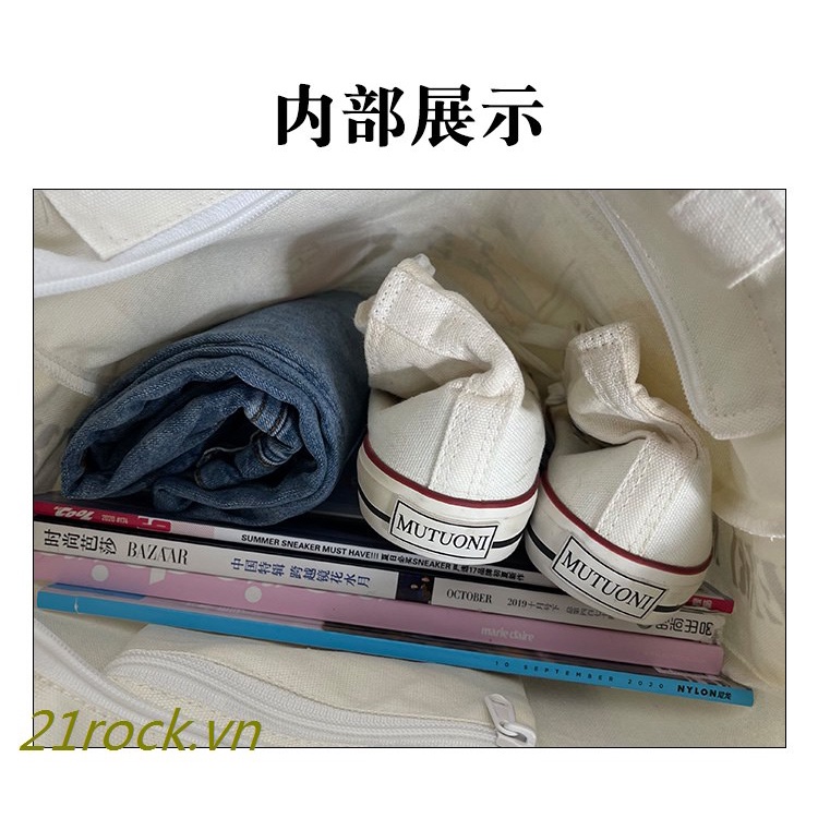 Túi Tote Đeo Một Bên Vai Bằng Vải Canvas Sơn Dầu Monet Water Lily Sức Chứa Lớn Phong Cách Hàn Quốc Cho Nữ Sinh