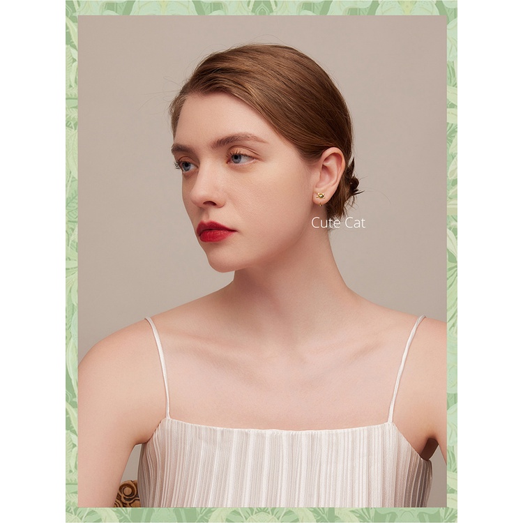 Bông tai BAMOER bằng bạc 925 hình mèo dễ thương