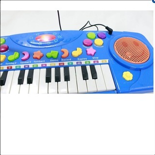 Đàn Organ điện tử kèm micro cho bé (Xanh)  cc