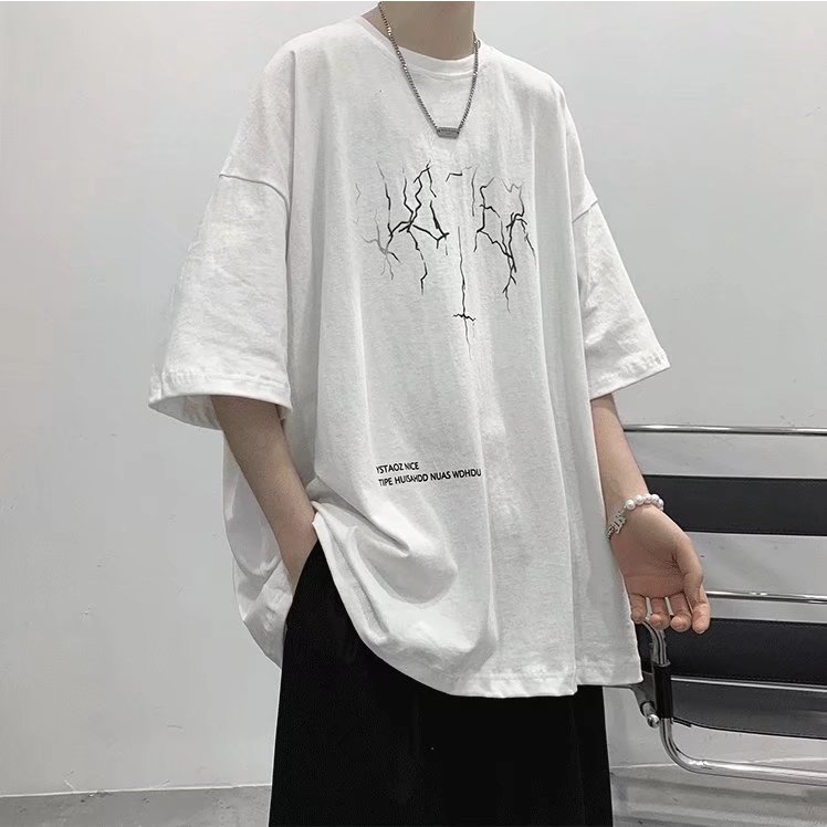 Áo Thun Nam Ngắn Tay In Chữ Phong Cách Hip Hop Năng Động