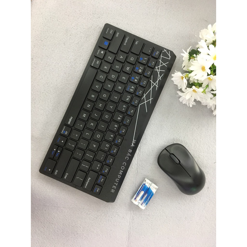 Bộ bàn phím chuột không dây bluetooth đa chế độ Kết nối 4 thiết bị, Mac/ PC/ Laptop/Tablet Rapoo 8000M