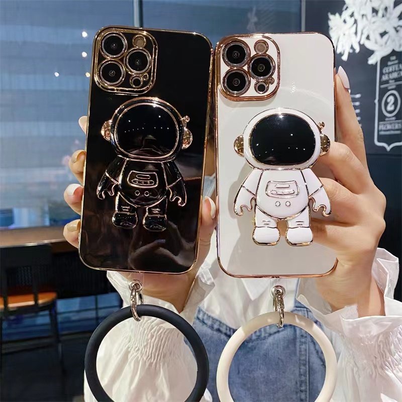 Ốp Điện Thoại Hình Phi Hành Gia Viền Vuông Kèm Dây Đeo Cho OPPO A53 A33 A52 A83 A92 A91 A31 A9 A5 2020 A3s