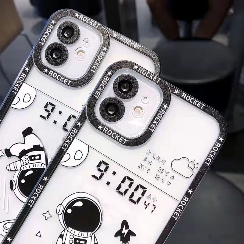 Ốp điện thoại silicon trong suốt in hình phi hành gia thích hợp cho IPhone 12 13 11 Pro Max X Xs Max Xr 7 8 Plus