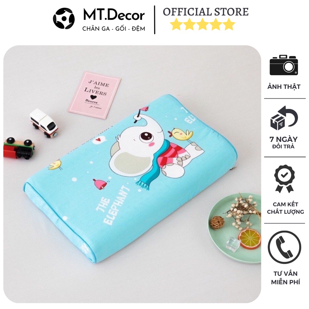 Gối cao su non cho bé nhiều họa tiết dễ thương, vỏ gối cotton 100%, ruột gối cao su non nhân tạo siêu mềm, an toàn