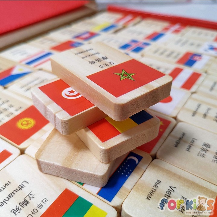 Domino 100 lá cờ các quốc gia cho bé