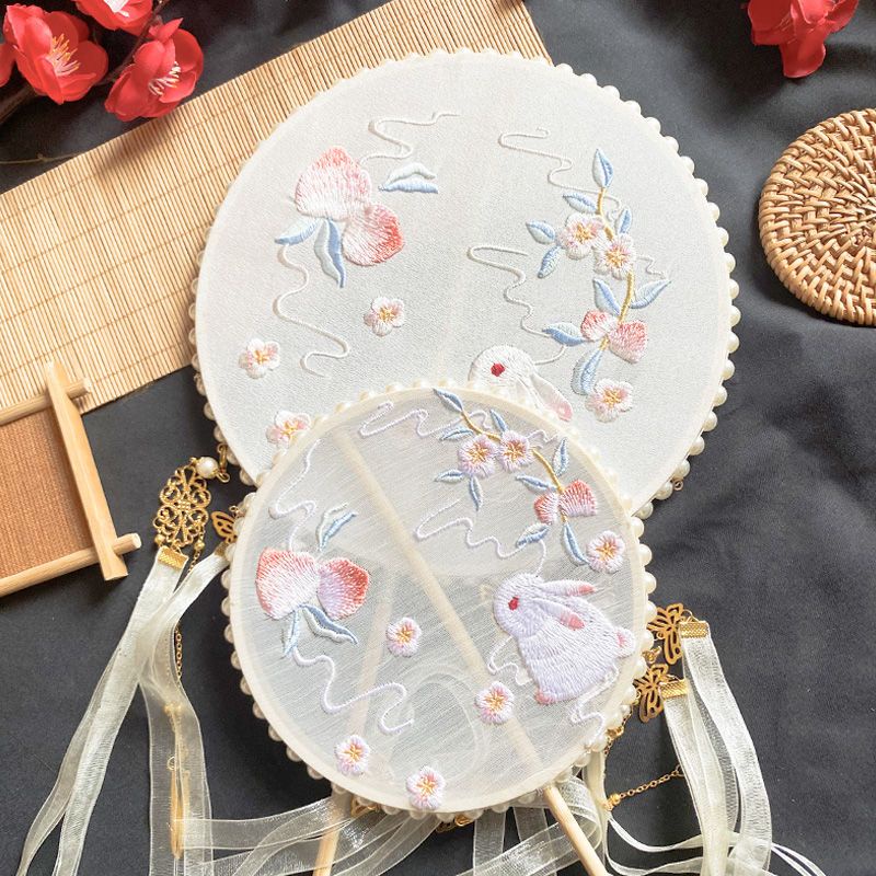 Quạt Cầm Tay Thêu Họa Tiết Dùng Làm Đạo Cụ Múa Cho Bé
