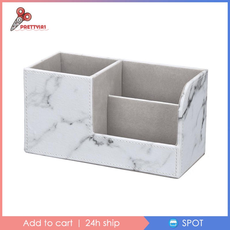 Hộp Đựng Bút / Đồ Trang Điểm Để Bàn Bằng Da Pu Màu Trắng Prettyia1