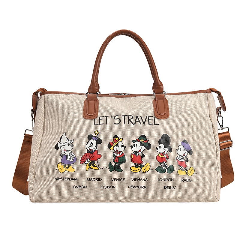 Túi xách canvas cỡ lớn in hình chuột mickey dễ thương phong cách Hàn Quốc cho nữ