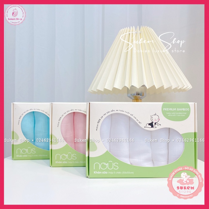 Khăn Sữa Sợi Tre/ Set 5 Khăn Sữa Bamboo Sợi tre Mềm Mại Không Bám Bụi Vải Chính Hãng Nous Mẫu Mới