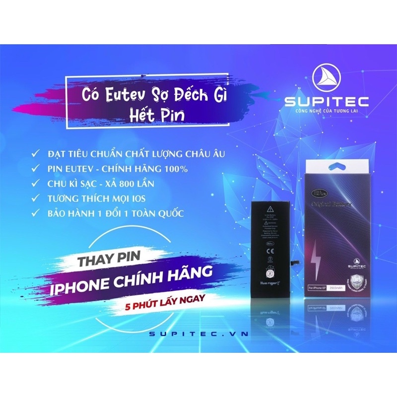 Pin IPEutev 4S,5,5S,5SE,6,6S,6 Plus,6s Plus,7,7 Plus,8,8 Plus,X,XS,XSMAX Pin IPzin,LỖI 1 ĐÔI·1