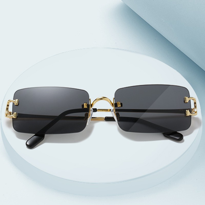 Kính mát gọng kim loại vuông chống tia UV kiểu dáng thời trang dành cho nữ