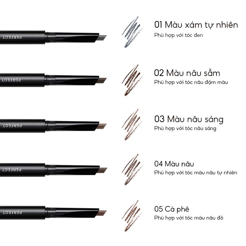 Chì kẻ chân mày Perfect Diary chống thấm nước 0.28g nhiều màu tùy chọn (01, 02, 04)