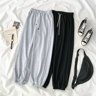 Quần Jogger Nam Nữ Thun Trơn Dáng Rộng Ống Bo Mềm Mịn Thoáng Mát Unisex