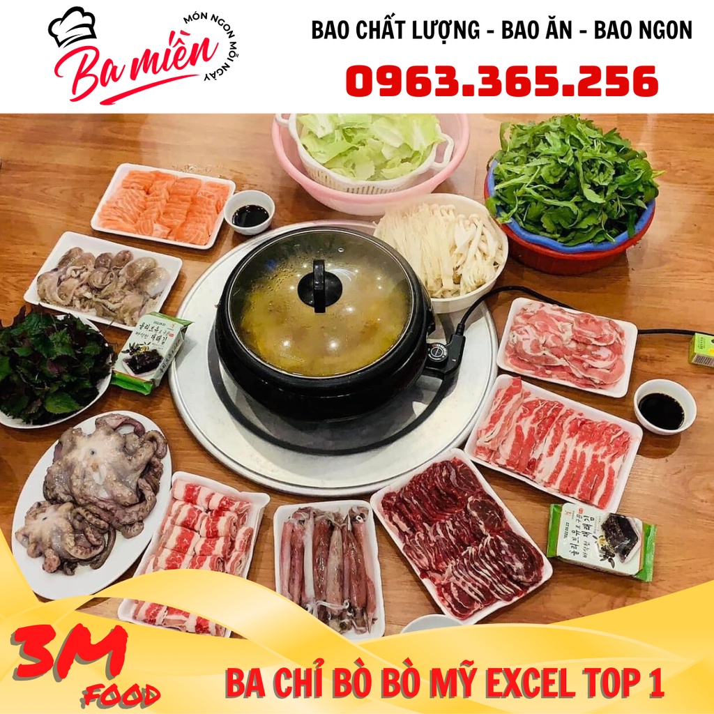Ba chỉ bò mỹ - Ba chỉ bò cuộn , dải khay 500gr  3M FOOD GS