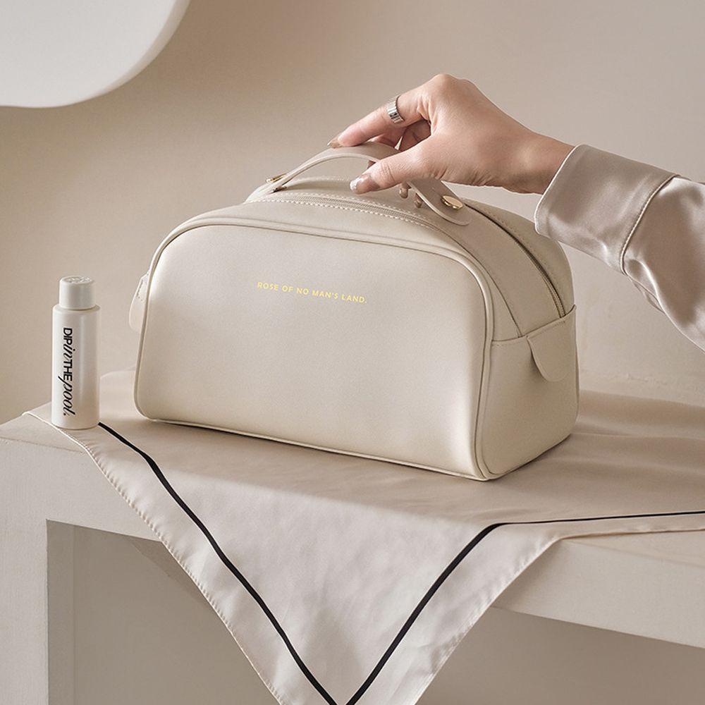 OCEANMAP Túi Đựng Mỹ Phẩm Khóa Kéo Đôi Hình Vuông Cỡ Lớn Phong Cách Vintage Thời Trang Cho Nữ