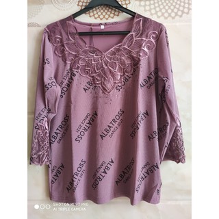 Áo kiểu trung niên voan in chữ