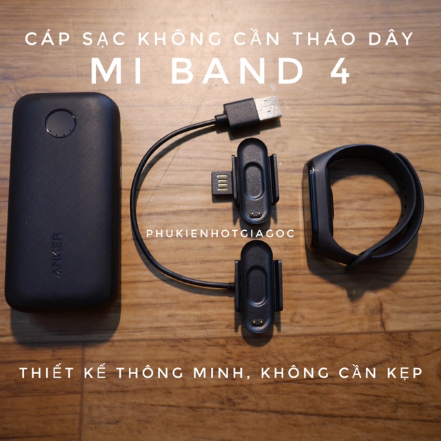 Cáp / dây sạc Mi band 4 thiết kế thông minh, không cần tháo dây, không cần kẹp