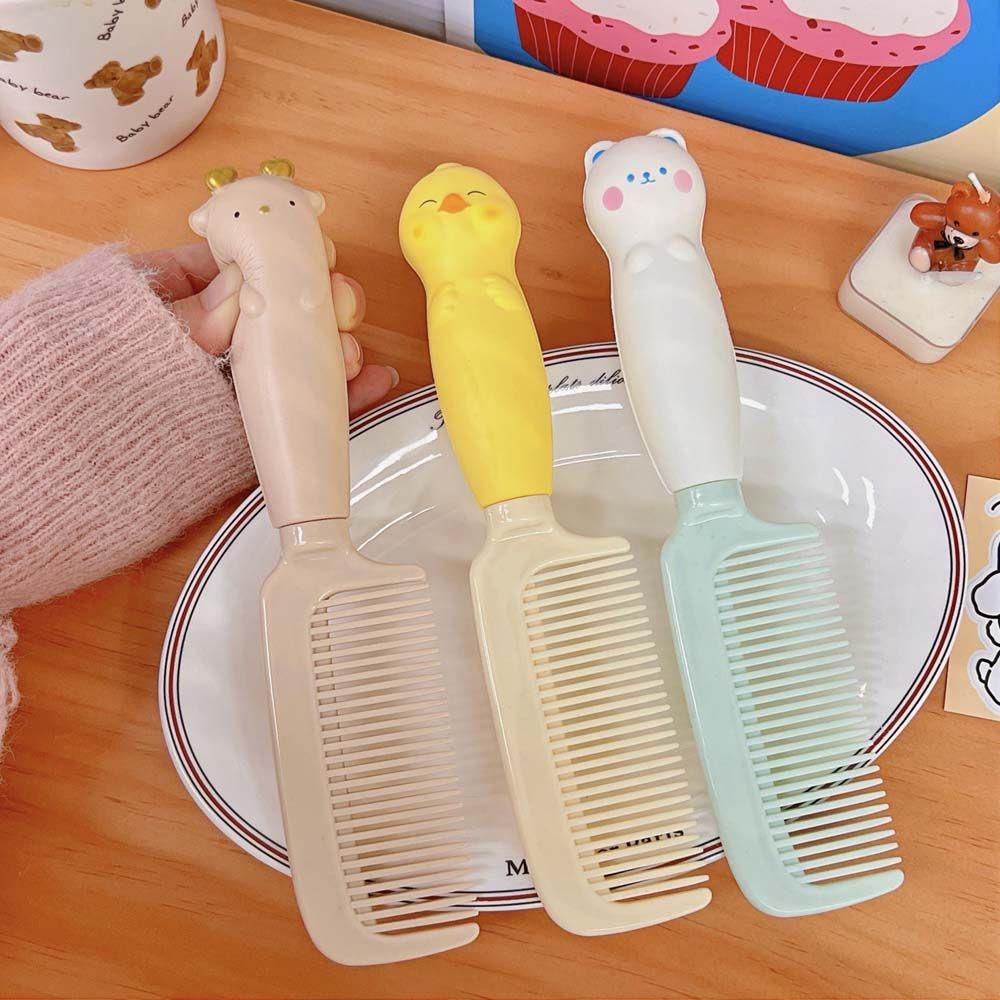 Lược Chải Tóc Dạng Nhấn Tay Cầm Hình Gà Hoạt Hình Dễ Thương
