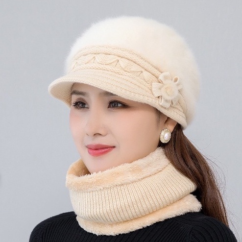 Bộ mũ len nữ kèm khăn và găng tay phong cách Hàn mới