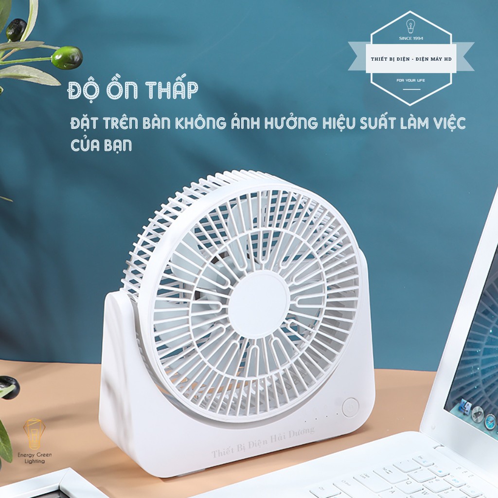 Quạt Tích Điện Để Bàn F4 - 4 Tốc Độ Gió - Pin 3600mAh Siêu Khỏe - Lật Lên Lật Xuống 90 Độ - Bảo Hành 1 Năm - Có Video