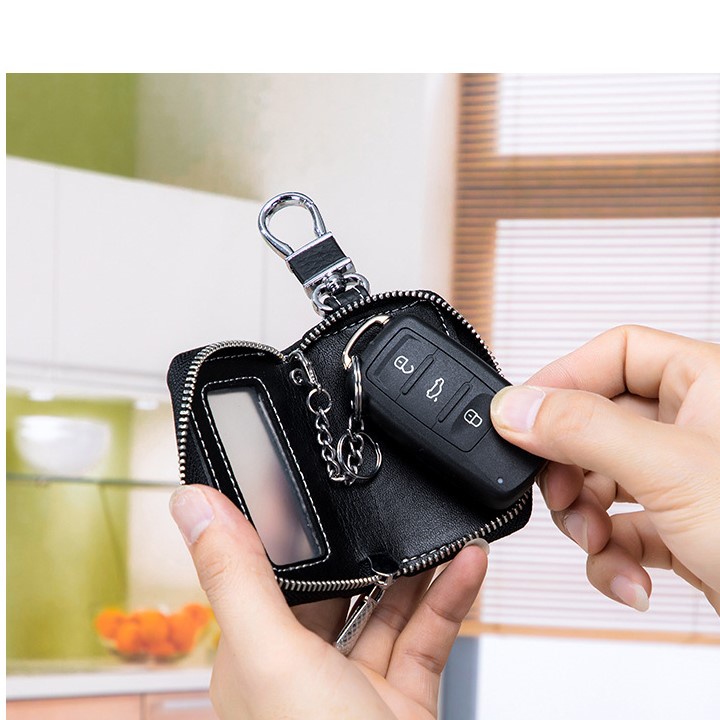 Ví Móc Chìa Khoá Da Bò Cao Cấp Nam Nữ, Túi Móc Chìa Khoá Thường, Ô Tô, Xe Máy, Smart Key - V56