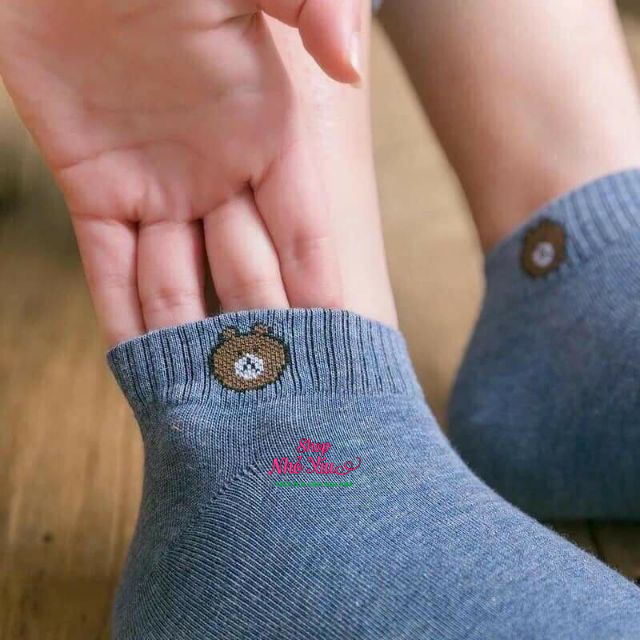 Combo 10 đôi vớ,tất cổ ngắn hình gấu Brown co giãn 4 chiều