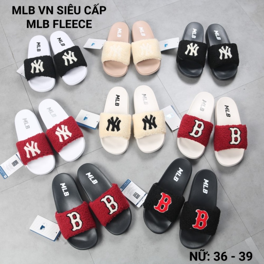 Dép M.L.B quai ngang cao cấp lông cừu hot trend 2022 Full box, tem tag , tem size