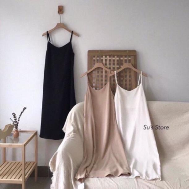 Váy bầu hai dây đũi lụa siêu mát hàng có size dây rút tiện lợi cho mẹ