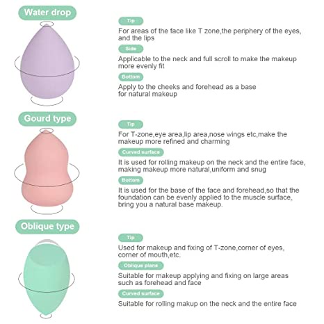 Mút Trang Điểm Ướt Và Khô 3 Hình Dạng Không Tì Vết Cho Kem Nền BB Dạng Lỏng