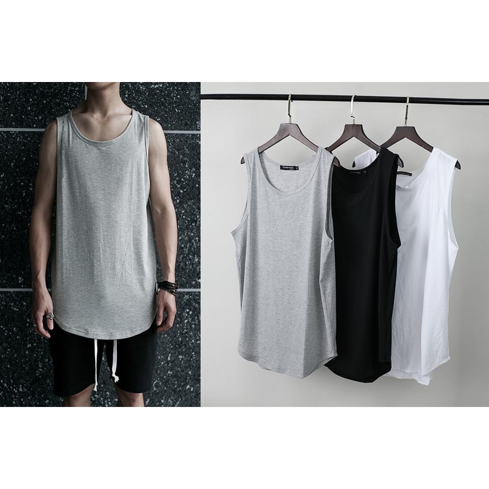 Áo Thun Ba Lỗ Trơn Longtee Layer Nam Nữ Unisex