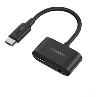 Ugreen 70606 2 trong 1 bộ chuyển usb type C ra 3.5mm Audio và sạc cổng C màu đen CM193
