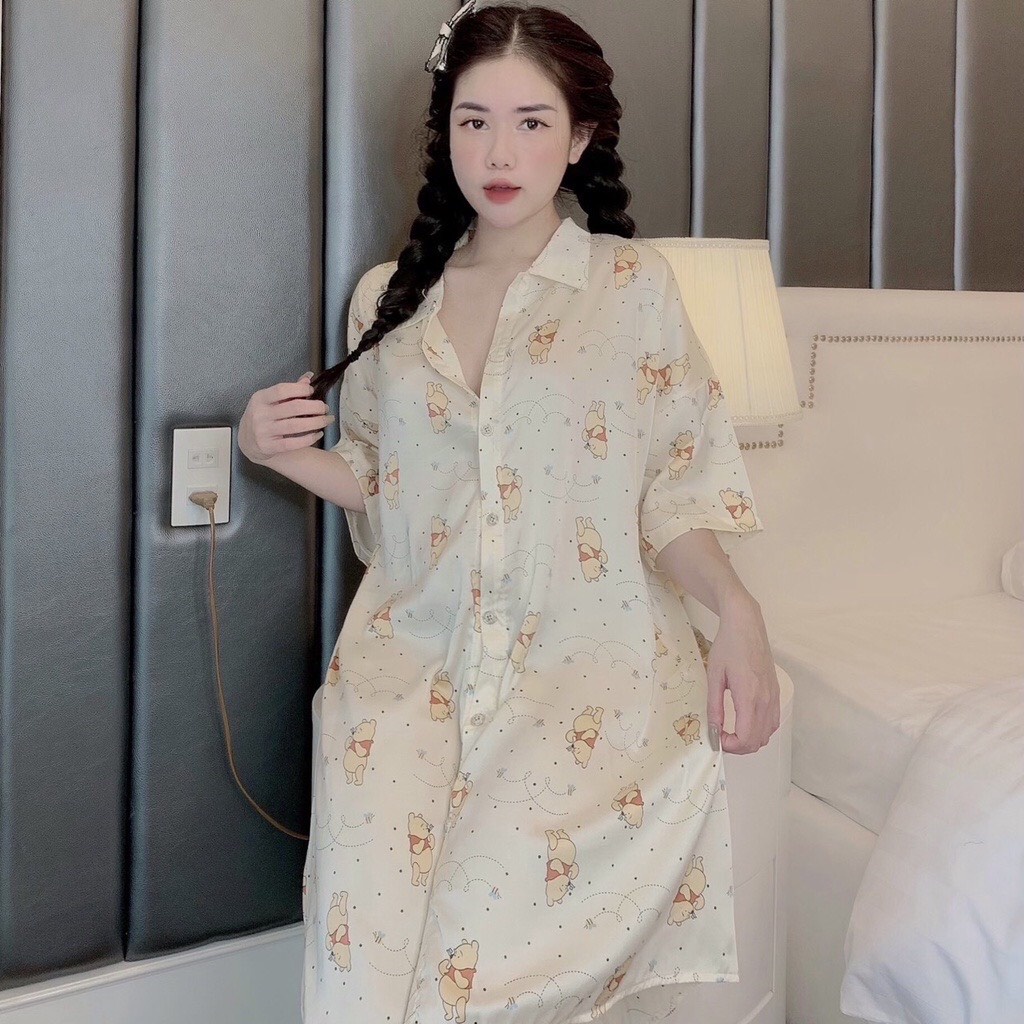 Váy Xinh Lung Linh Kiểu Sơ Mi Chất Lụa Latin Mềm Nhẹ Mát Phom 45-60kg | BigBuy360 - bigbuy360.vn