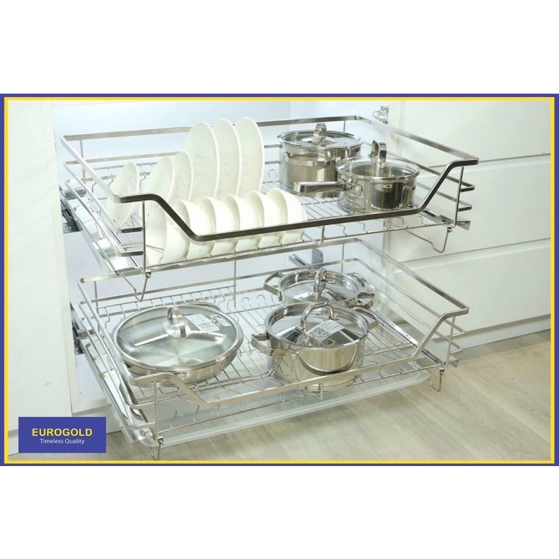Giá Bát Đĩa Tủ Dưới inox 304, Kệ Để Chén Dĩa Đa Năng Tủ Bếp EUROGOLD CHÍNH HÃNG