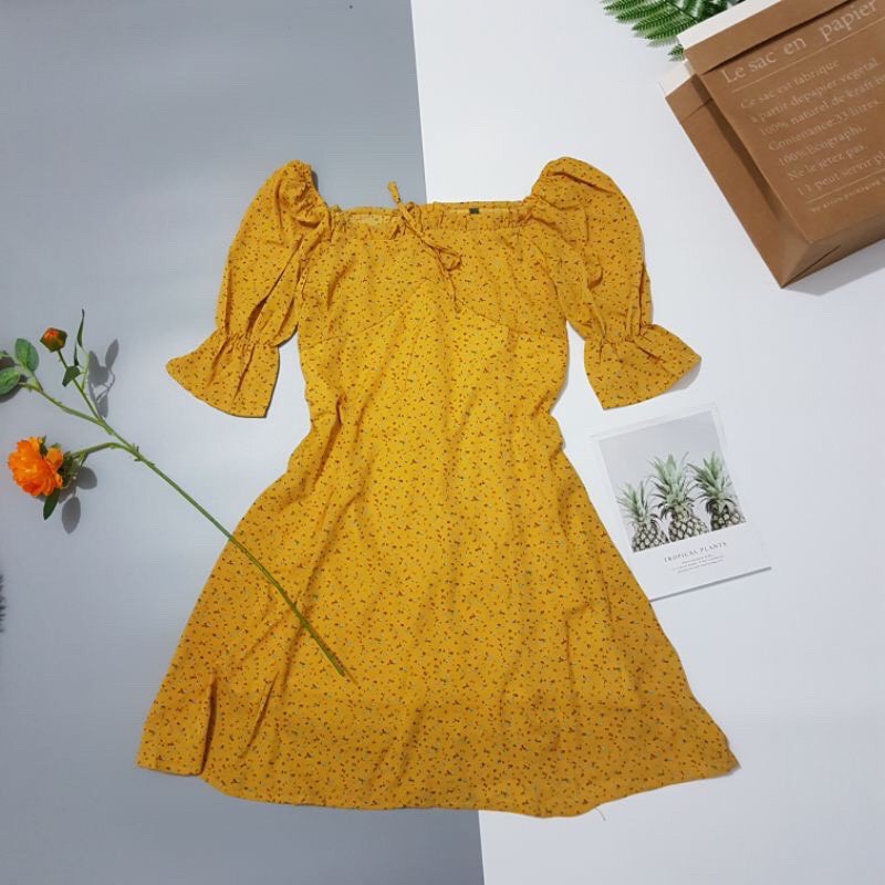 Váy Đầm hoa nhí dáng xòe vintage vải mềm mát | BigBuy360 - bigbuy360.vn