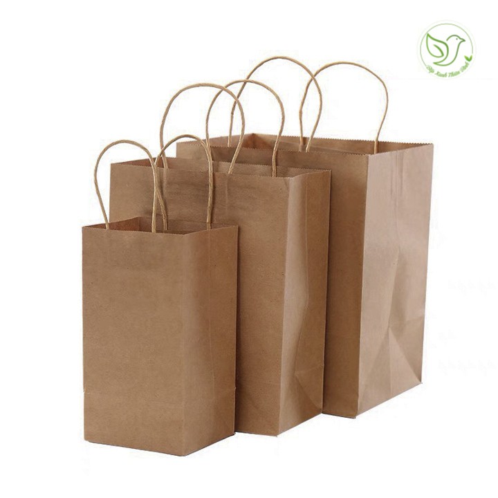10 Túi đựng quà, túi giấy Kraft có quai nhiều size chắc chắn, bền bỉ, an toàn với môi trường