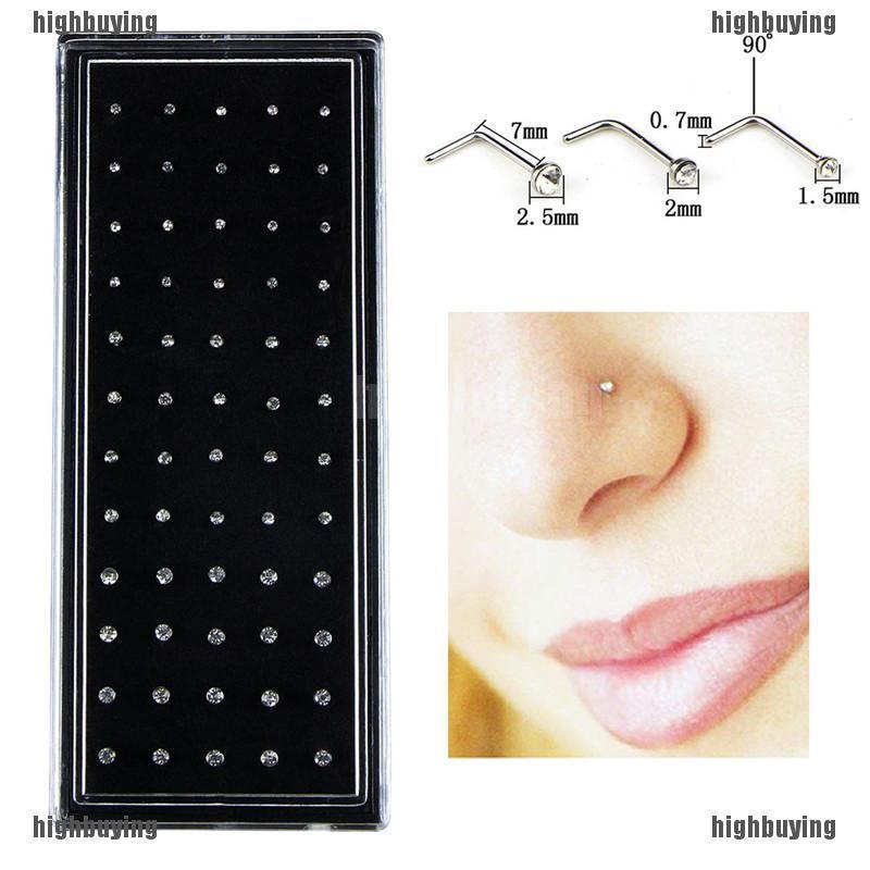 Bộ 60 Khuyên Cơ Thể Chữ L Bằng Thép Không Gỉ Đính Đá Thời Trang
