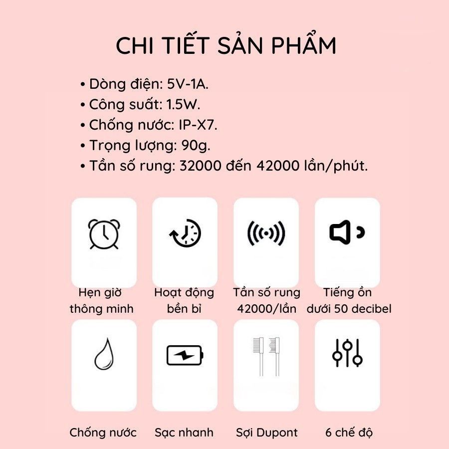 [Tặng kèm giá đỡ] Bàn chải điện sonic và giá đỡ, bàn chải đánh răng điện 6 chế độ đánh răng - SONIC X7G