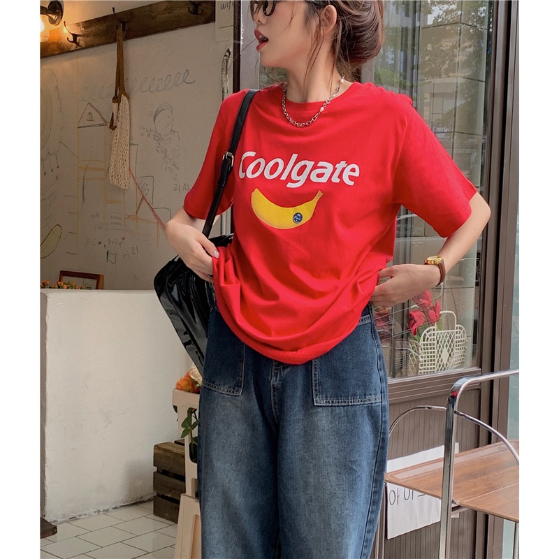 NRVP Áo Thun Nữ Oversize Cổ Tròn Thời Trang Hàn Quốc